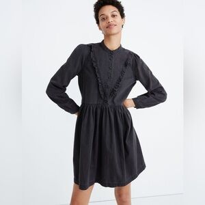 Madewell Denim Ruffle-Yoke Babydoll Dress in Lunar Wash M